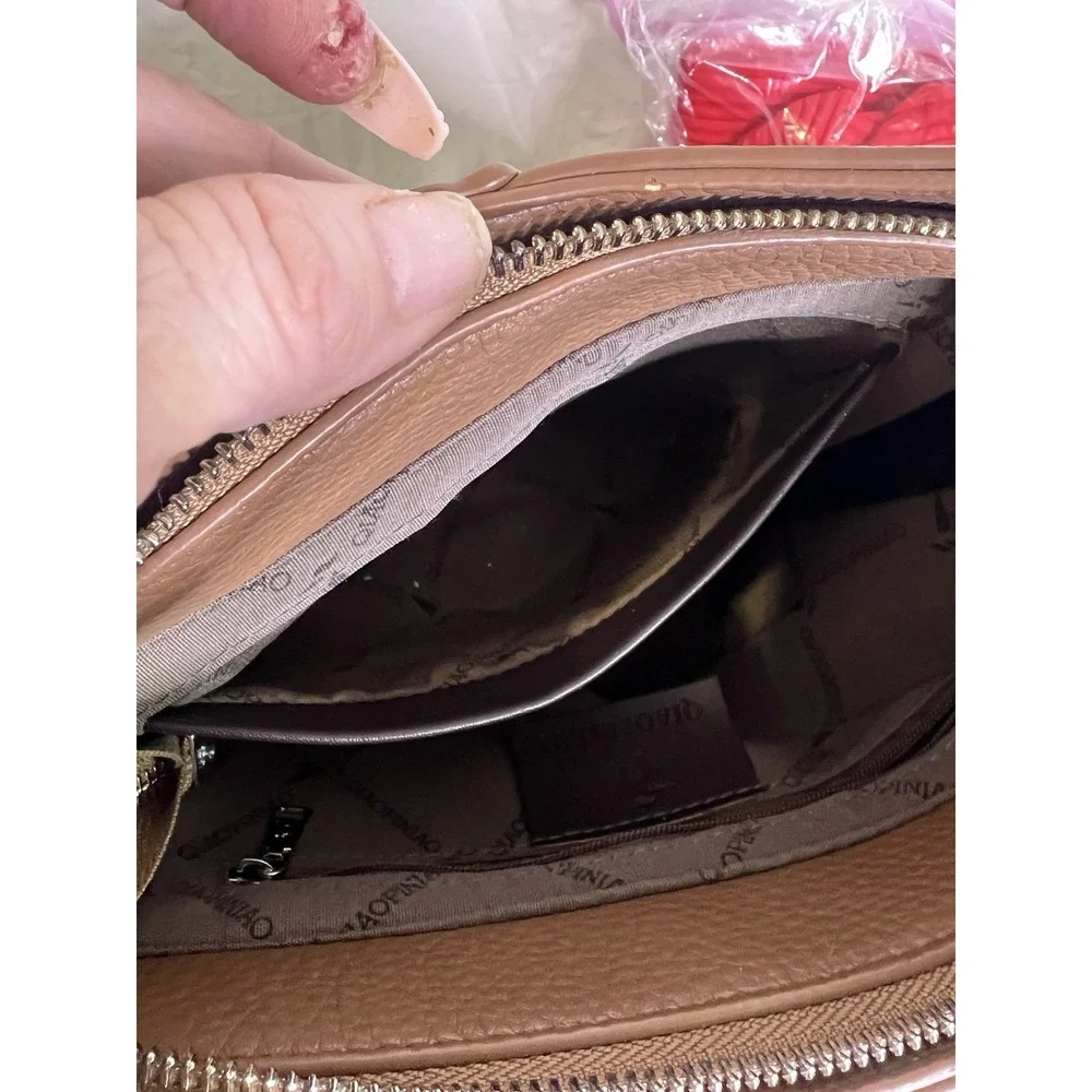 Hobo Bag Purse Brown Pebbled‎ Leather Inside Pockets Locket